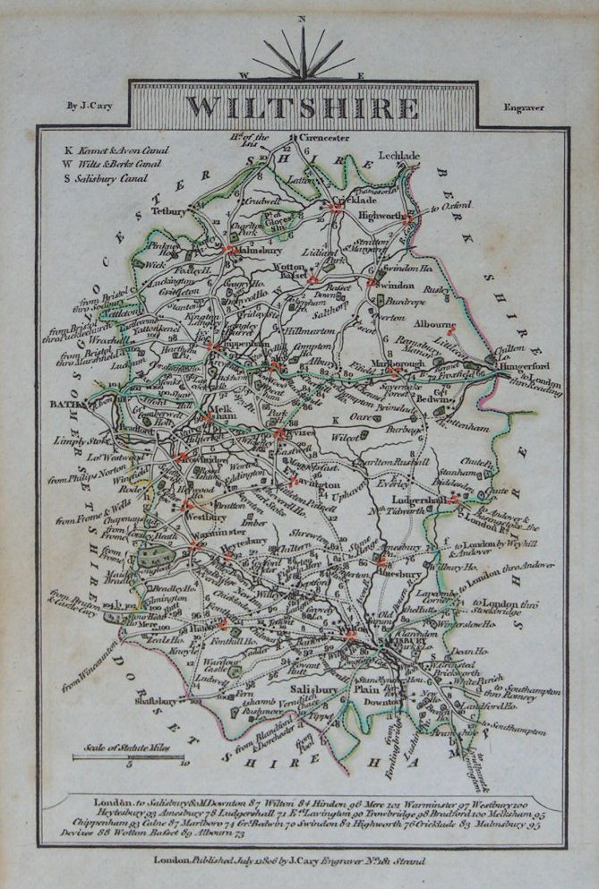 Map of Wiltshire - Cary